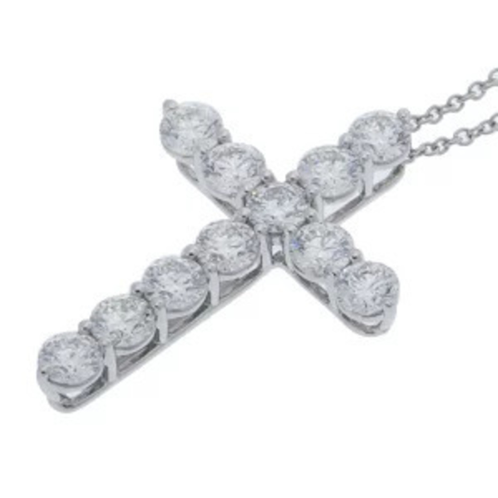 Tiffany Co Cross Necklace Platinum Diamond Black
